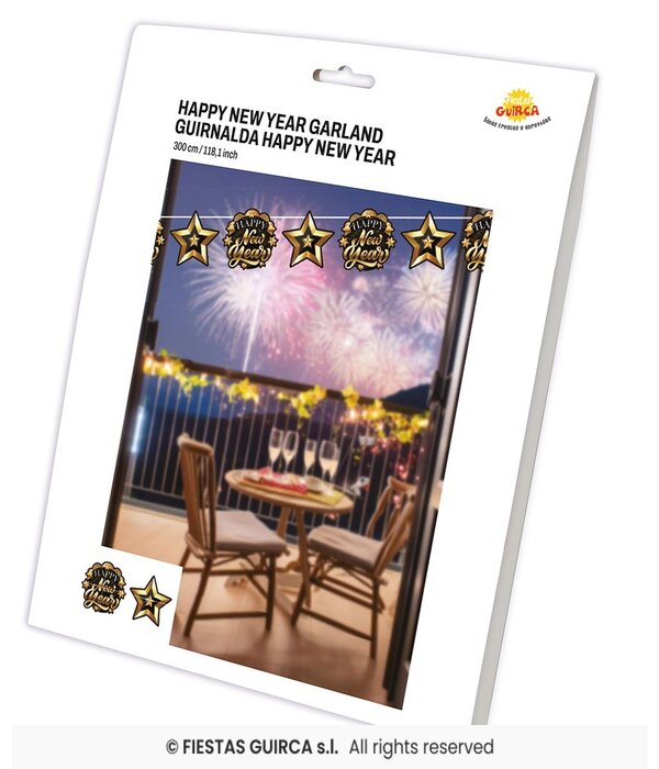 Elegante Happy New Year Slinger Zwart/Goud (3m)