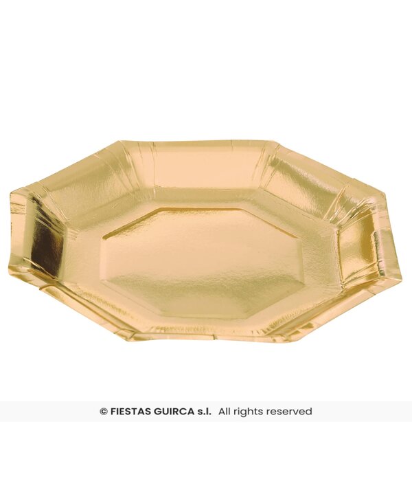 Achthoekige Bordjes Metallic Goud (6st)