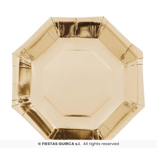 Achthoekige Bordjes Metallic Goud (6st)