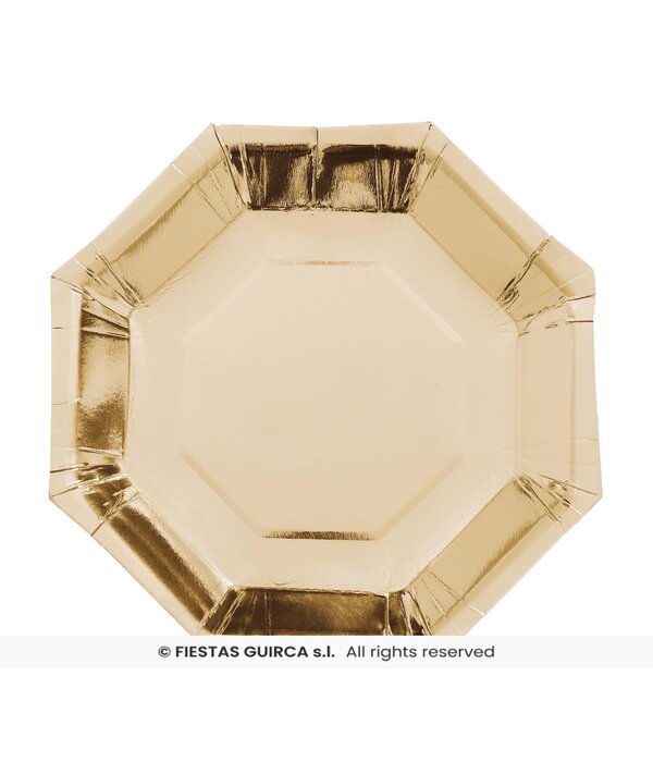 Achthoekige Bordjes Metallic Goud (6st)