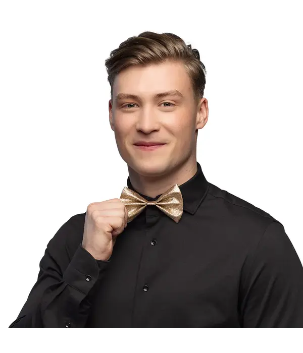 Vlinderstrik glitter goud