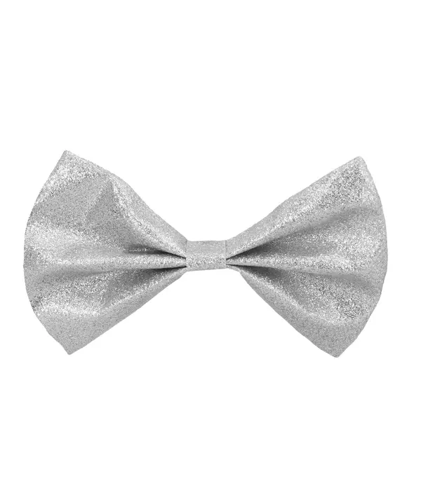 Vlinderstrik glitter zilver