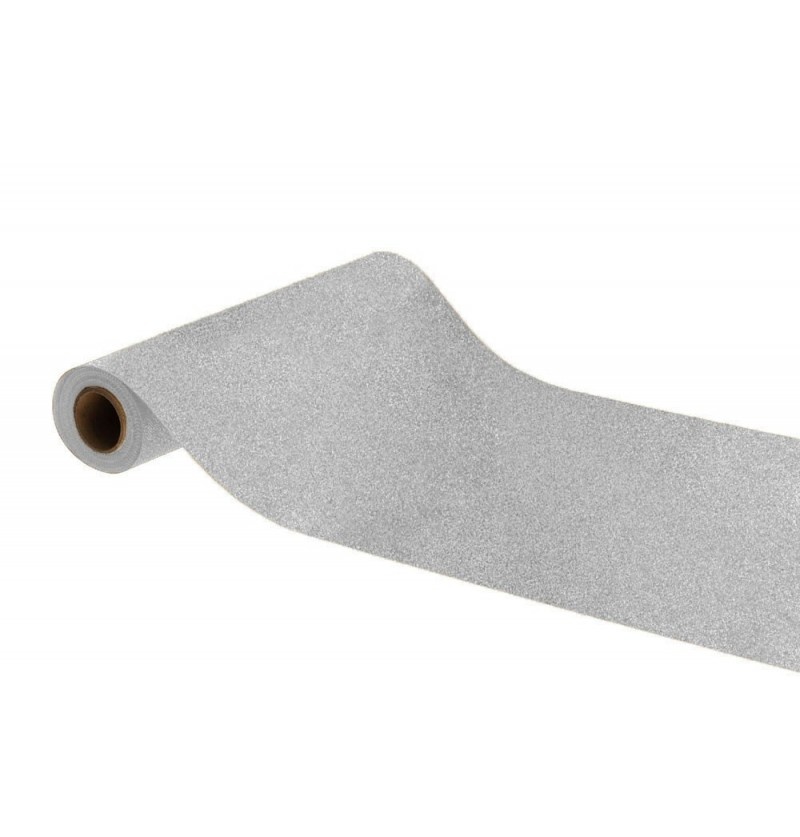 Tafelloper Op Rol Zilver Glitter Premium (30x500cm) afbeelding