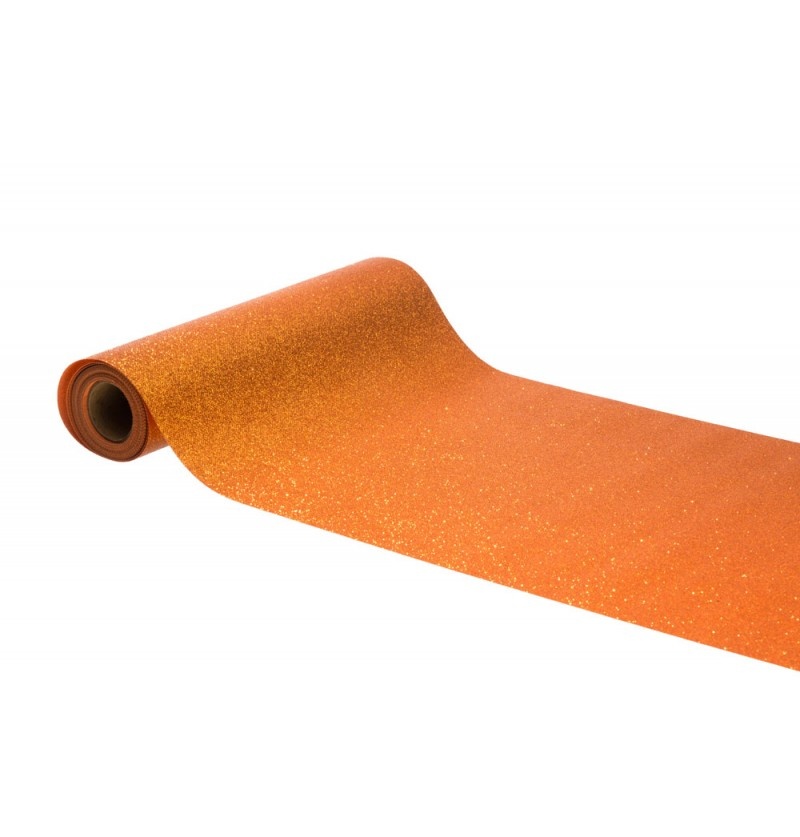 Tafelloper Op Rol Glitter Oranje (30x500cm) afbeelding