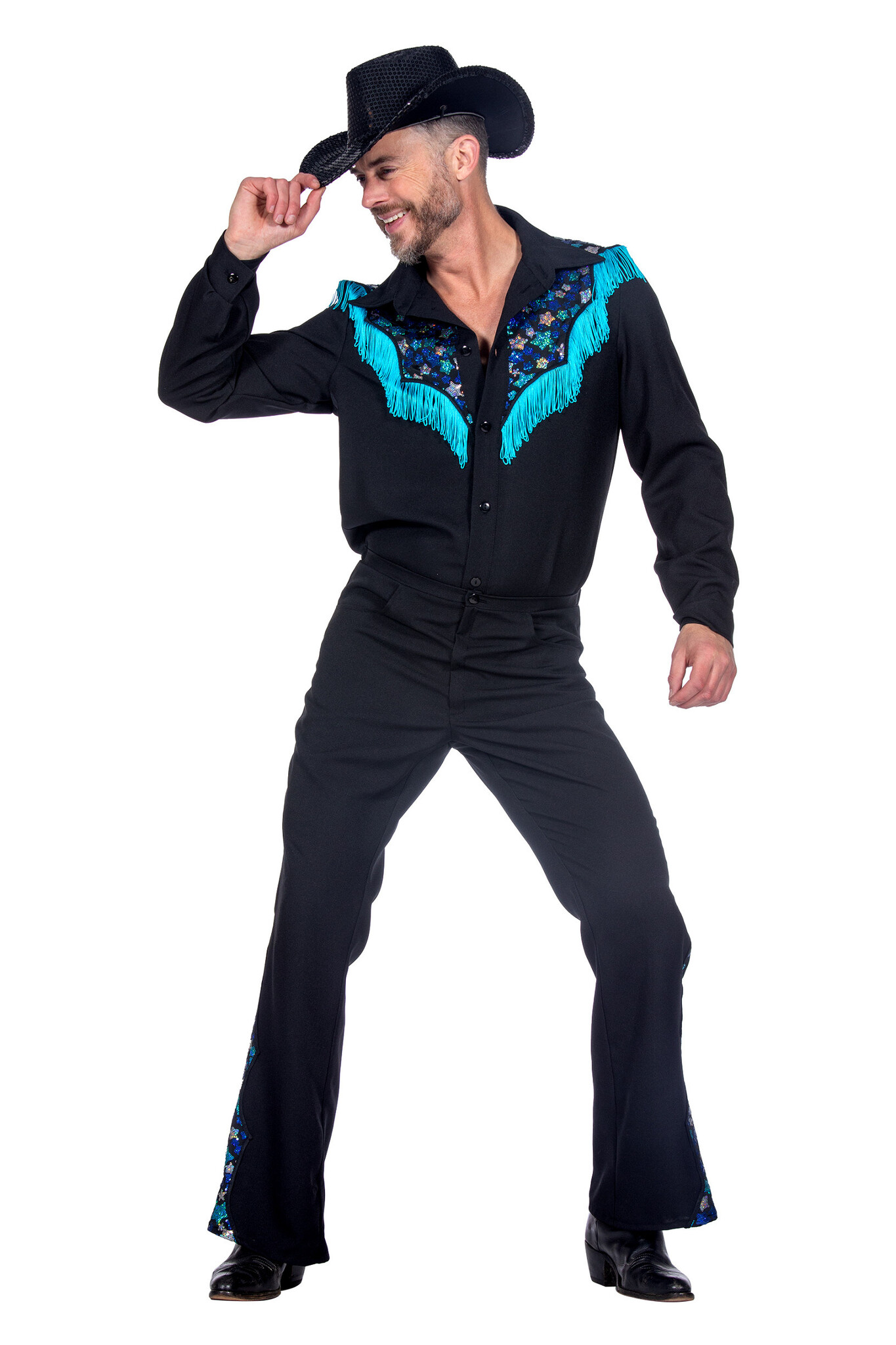 Glamorous Western Outfit Zwart Heren Premium afbeelding