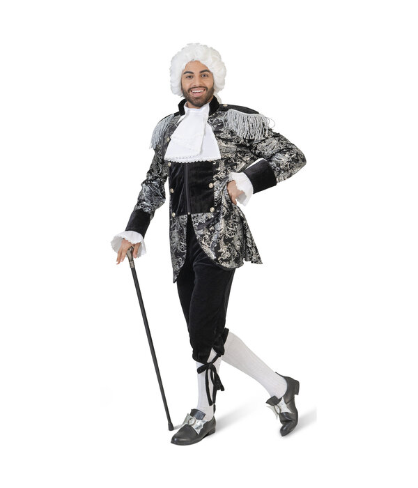 Zilver Zwarte Barok Kostuum Premium