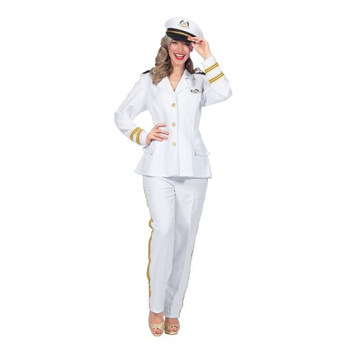 Luxe Navy Officier Kostuum Wit Dames