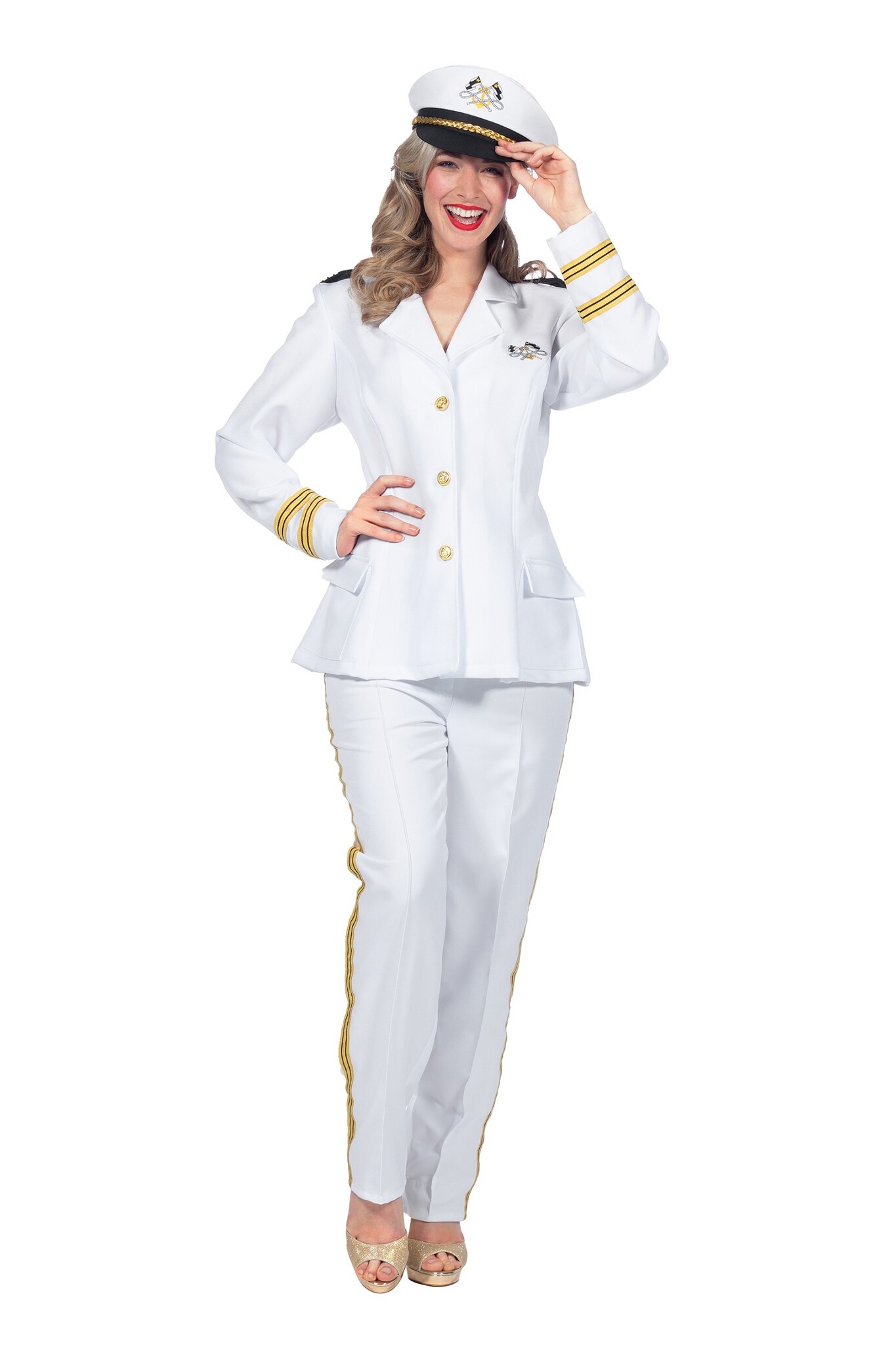 Luxe Navy Officier Kostuum Wit Dames afbeelding