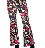 Hippiebroek Zwart met Kleurrijke Bloemen Dames