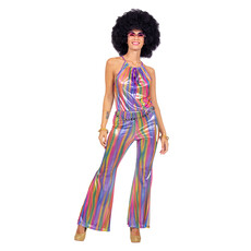 Disco Catsuit Regenboog Shine Dames