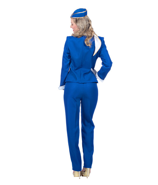 Stewardess kostuum Dames Blauw Premium 4-delig