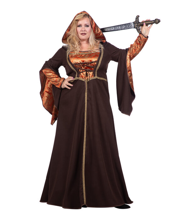 Kasteeldame Jurk Bruin/Oranje Premium