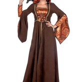 Kasteeldame Jurk Bruin/Oranje Premium