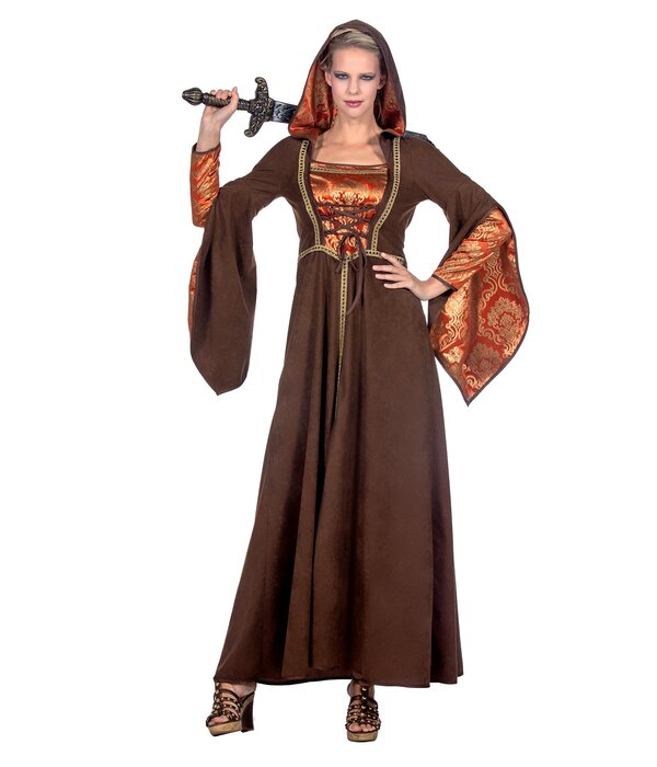 Kasteeldame Jurk Bruin/Oranje Premium