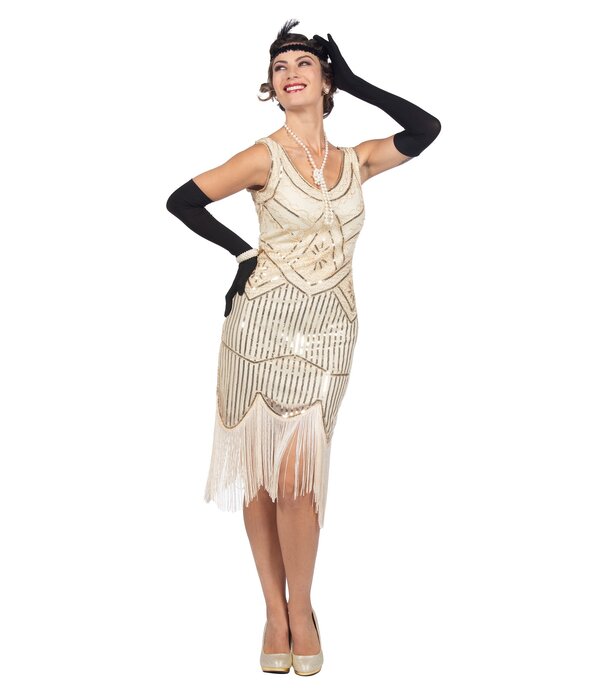 Charleston 20's Jurk Gebroken Wit Premium