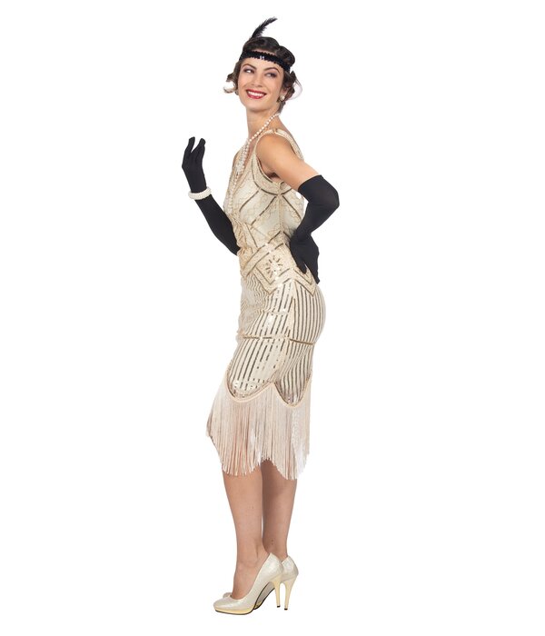 Charleston 20's Jurk Gebroken Wit Premium