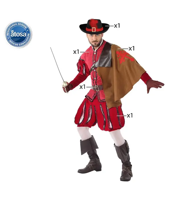 Musketier Kostuum Bordeau Heren Armand