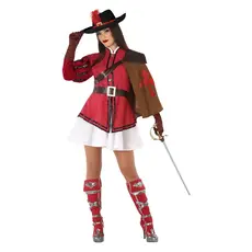 Musketier Kostuum Vrouw Rood Elena