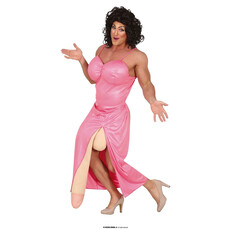 Big Drag Queen Man Kostuum Pink