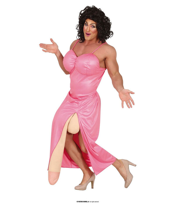 Big Drag Queen Man Kostuum Pink