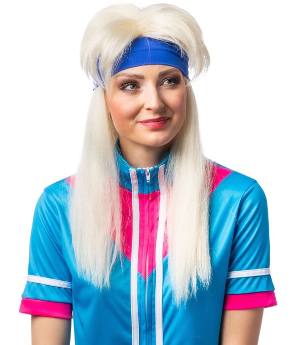 80's Aerobics Pruik Blond met Hoofdband