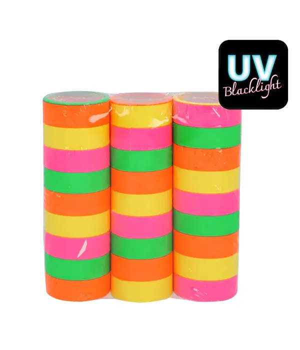 Set 3 Rollen papieren serpentines Neon UV (4m)
