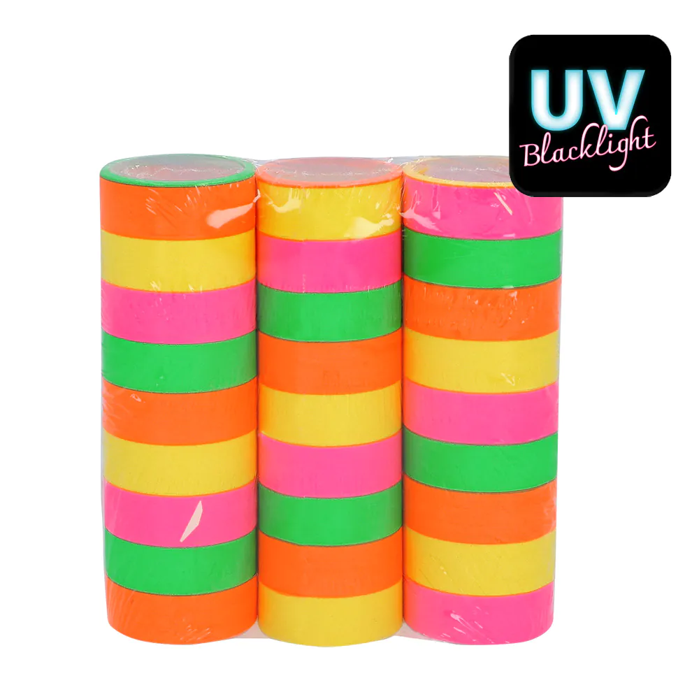Set 3 Rollen papieren serpentines Neon UV (4m)