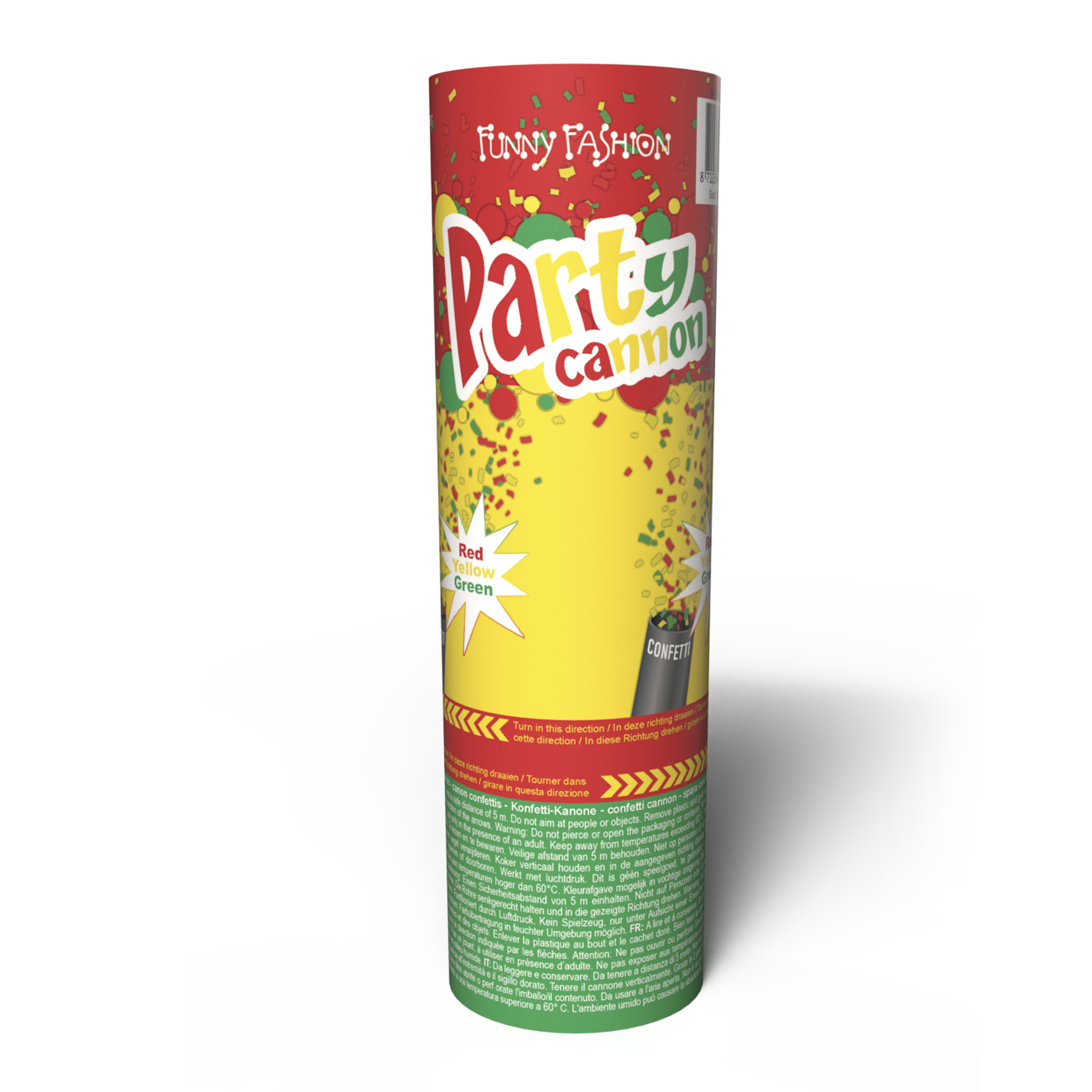 Confetti Kanon Carnaval Rood/Geel/Groen (20cm) afbeelding