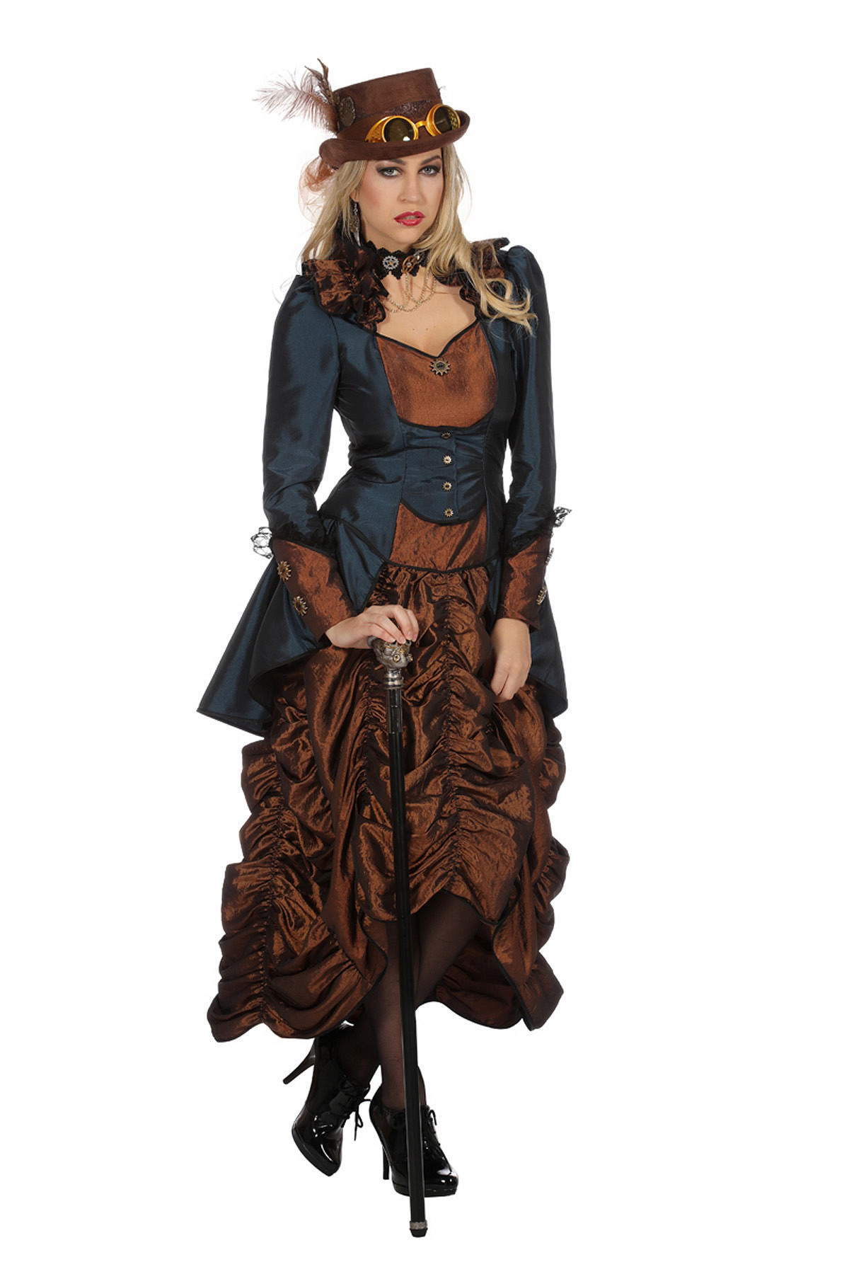Steampunk Damesjurk Blue Premium afbeelding