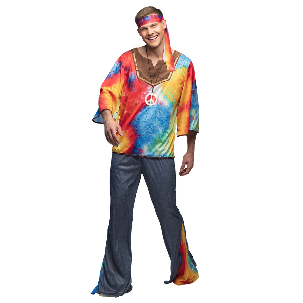 Retro Flower Power Kostuum Man Marley afbeelding