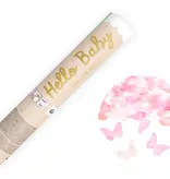 Confetti Kanon Gender Reveal Vlinders Roze (20cm)