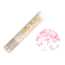 Confetti Kanon Gender Reveal Vlinders Roze (20cm)