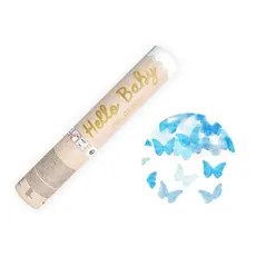 Confetti Kanon Gender Reveal Vlinders Blauw (20cm)