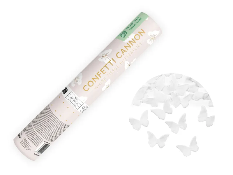 Confetti Kanon Vlinders Wit (20cm) afbeelding