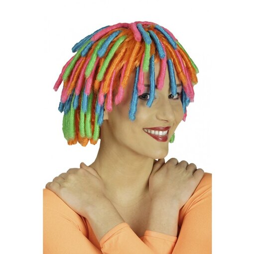 Party Pruik Rastagirl Rainbow Multikleur
