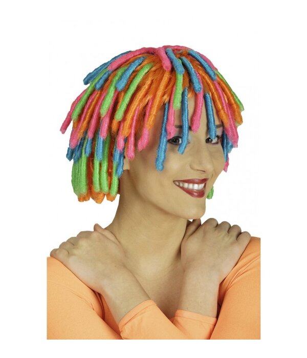 Party Pruik Rastagirl Rainbow Multikleur
