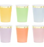 Bekertjes Pastel Kleuren met Gouden Rand (6st)