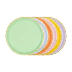 Borden Pastel Kleuren met Gouden Rand (6st)