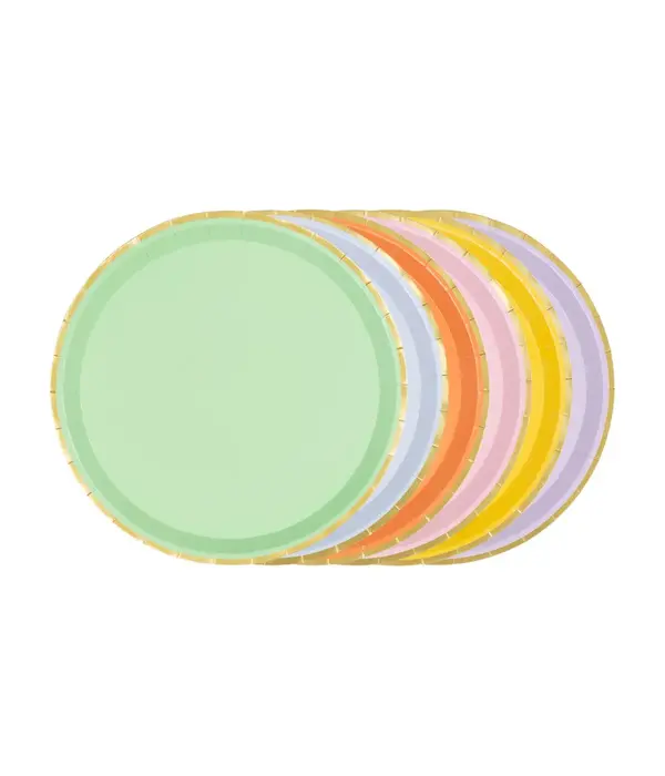 Borden Pastel Kleuren met Gouden Rand (6st)