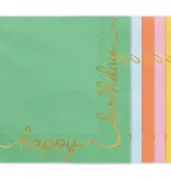 Happy Birthday Servetten Kleuren Mix (12st)