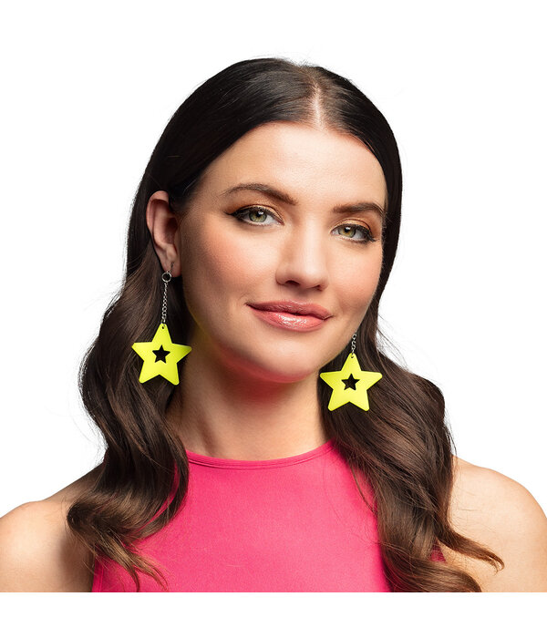 Oorbellen Ster Neongeel