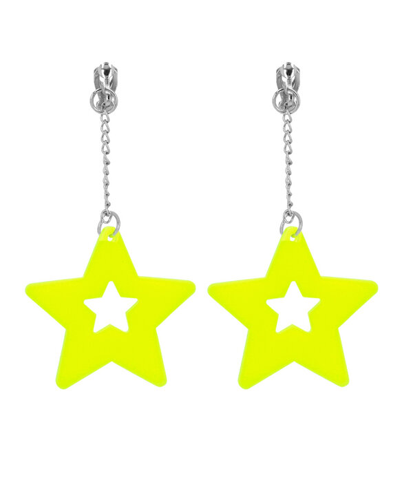 Oorbellen Ster Neongeel