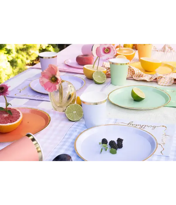 Bekertjes Pastel Kleuren met Gouden Rand (6st)