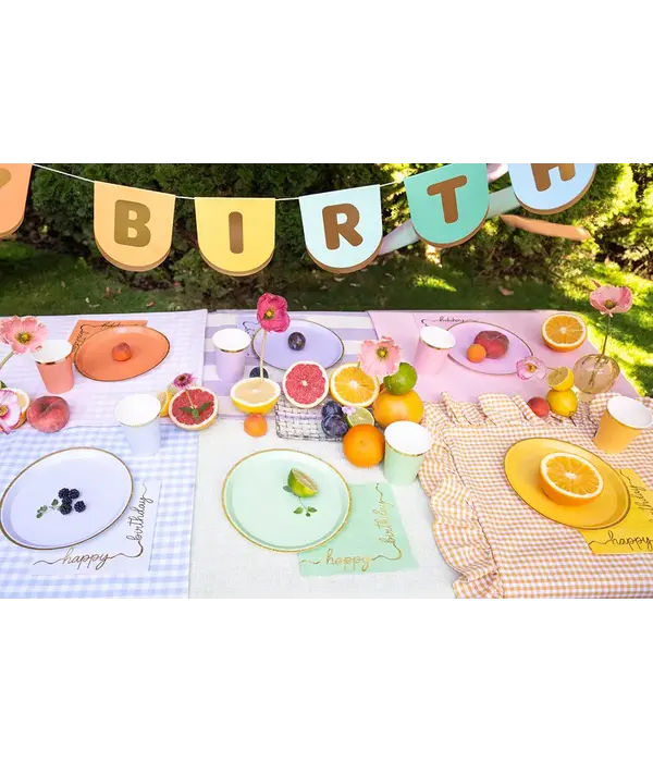 Bekertjes Pastel Kleuren met Gouden Rand (6st)