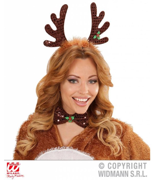 Rendier hoorntjes met strikje pailletten