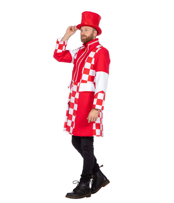 Jas Brabant Heren rood/wit Premium