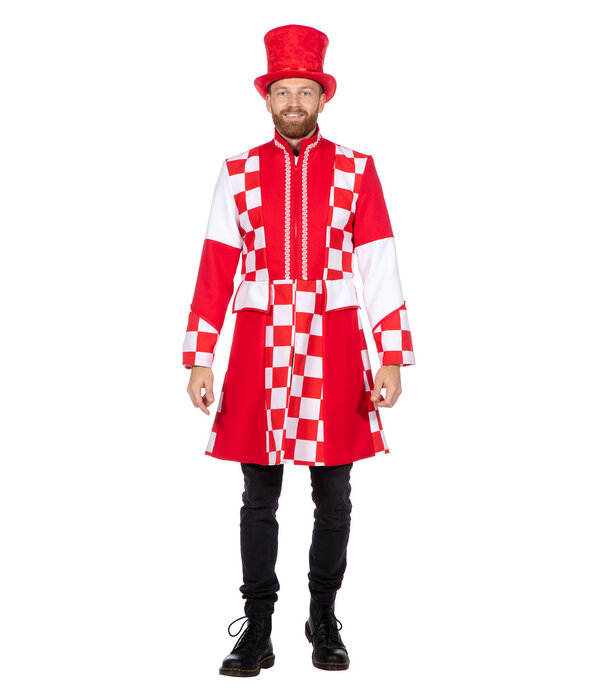 Jas Brabant Heren rood/wit Premium