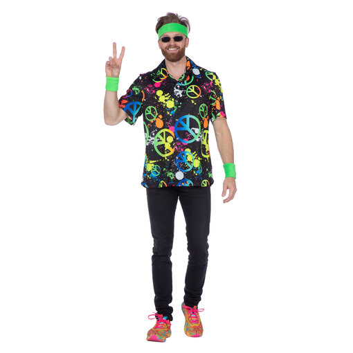 Party Blouse Heren Peace Hippie Neon