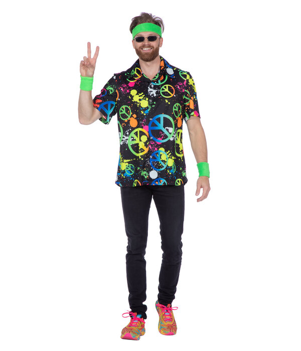 Party Blouse Heren Peace Hippie Neon
