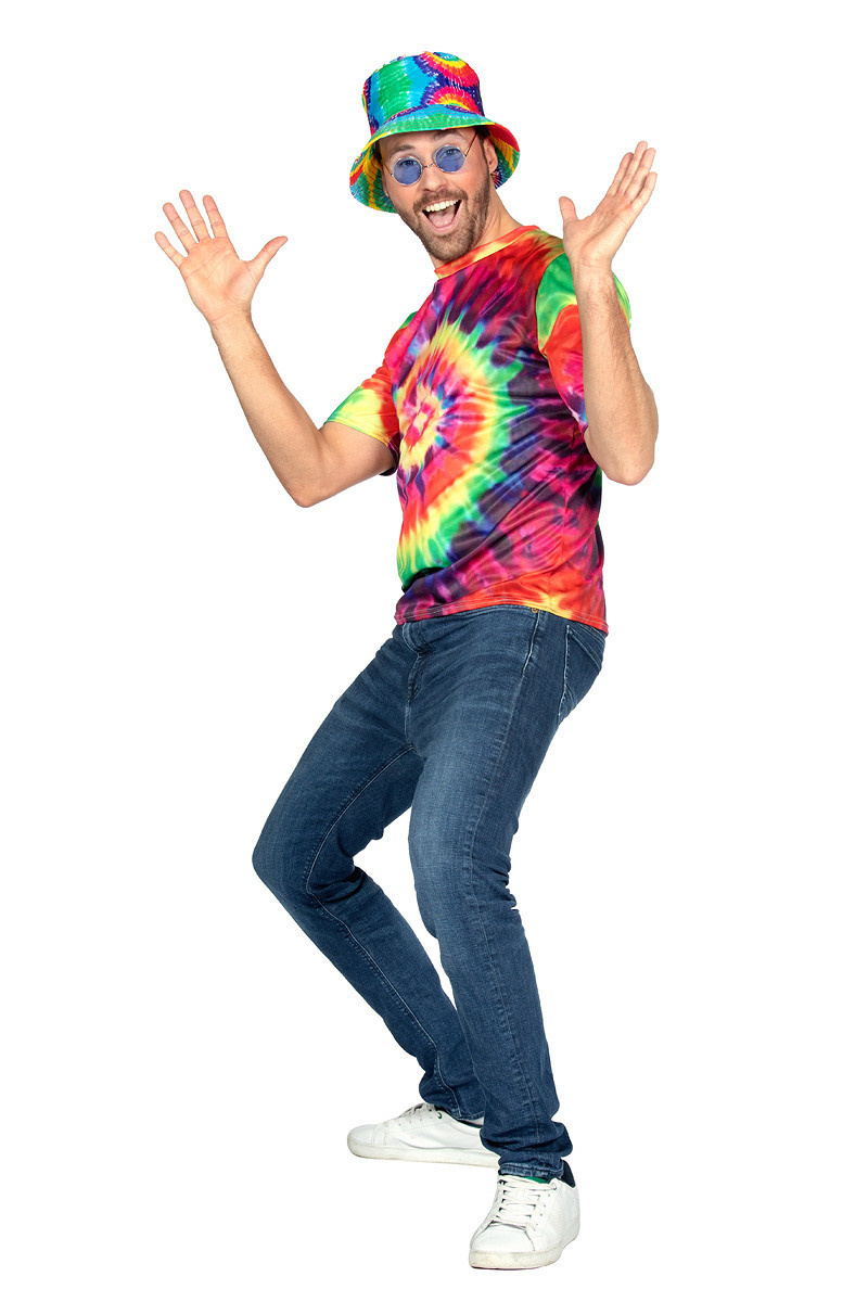 Shirt 60's Heren Hippie Tie Dye
